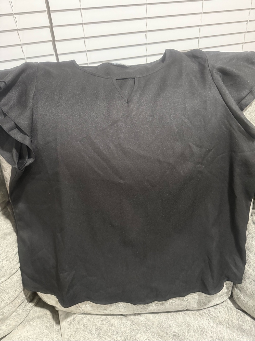 SHEIN Black Short Sleeve Scoop Neck Blouse